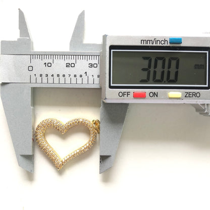 10pcs/lot 30*24mm Micro Zirconia Pave Heart Charm Pendants CZ Paved Charms Hearts Charms Beads Beyond