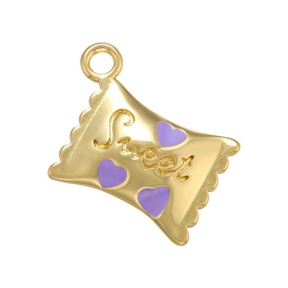 10pcs/lot 16*13mm Gold Plated Enamel Sweet Candy Charm Purple Enamel Charms Charms Beads Beyond