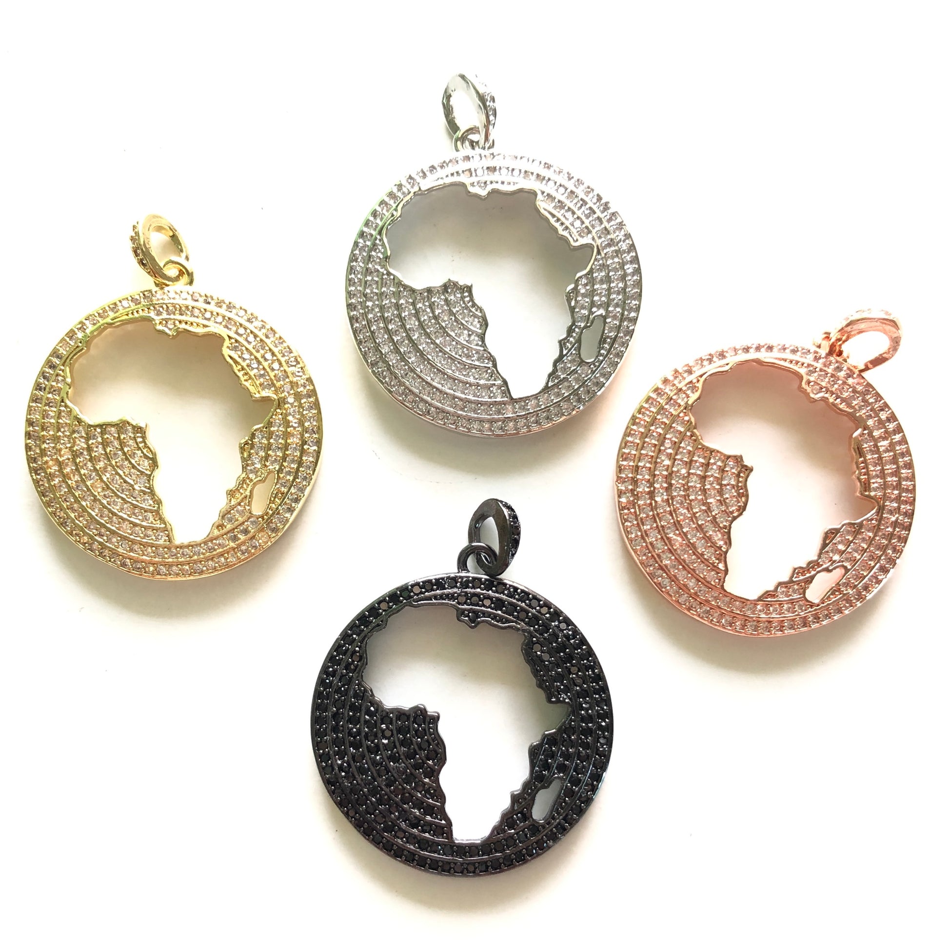 10pcs/lot 27mm CZ Paved Africa Map Charms for Black History Month Juneteenth Awareness CZ Paved Charms Juneteenth & Black History Month Awareness Maps On Sale Charms Beads Beyond