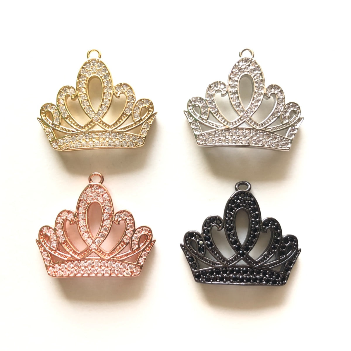 10pcs/lot 28*24mm CZ Paved Crown Charms CZ Paved Charms Crowns Charms Beads Beyond