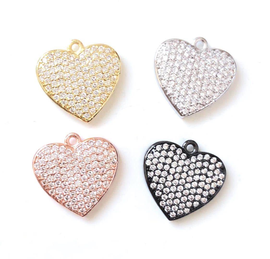 10pcs/lot 18*18mm CZ Paved Heart Charms CZ Paved Charms Hearts On Sale Charms Beads Beyond