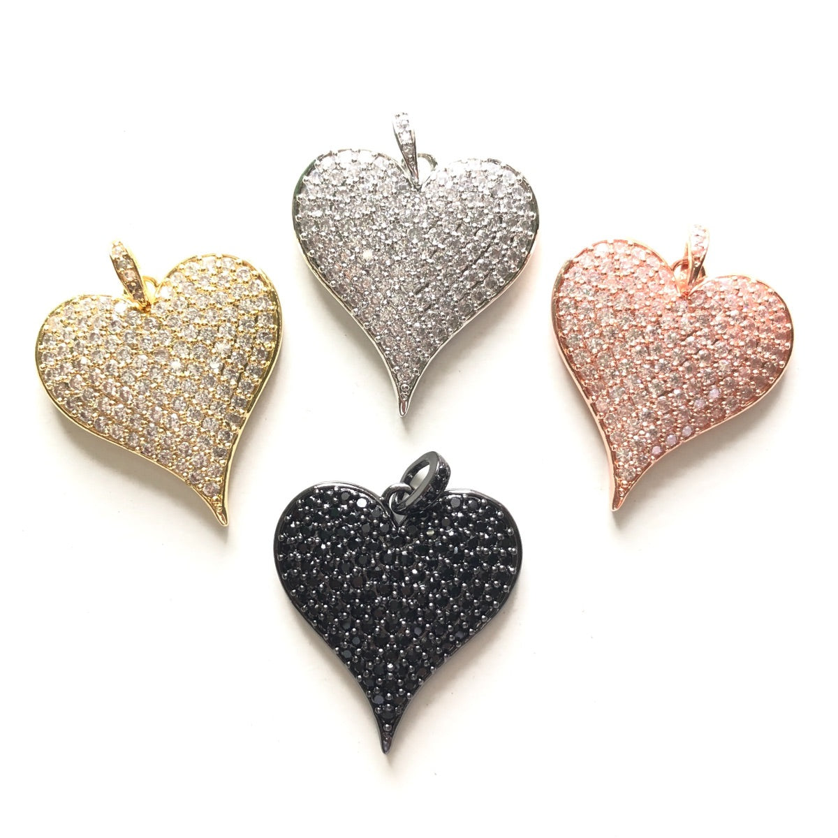 10pcs/lot 30*23mm CZ Paved Heart Charms CZ Paved Charms Hearts Charms Beads Beyond