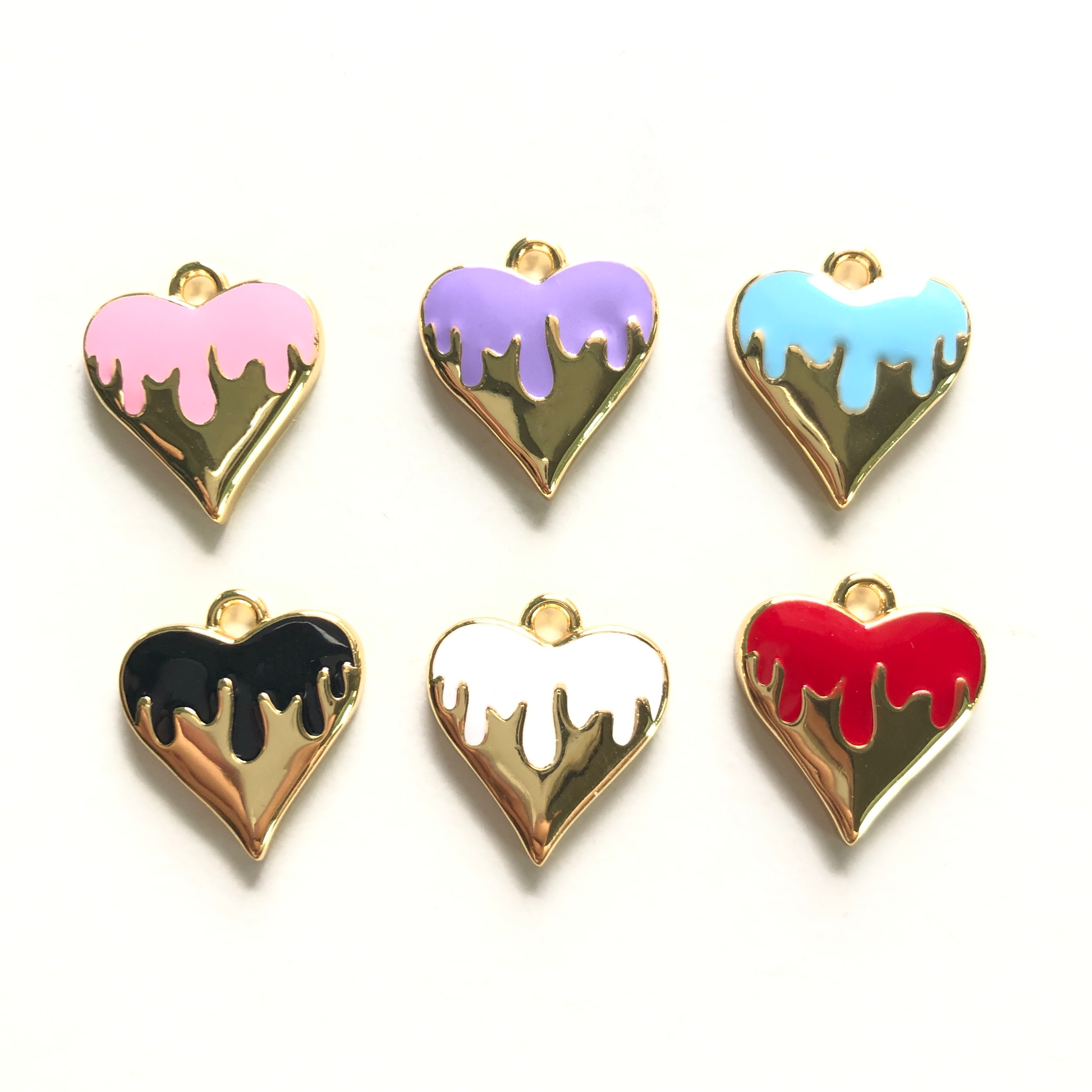 20pcs/lot 16*14.5mm Colorful Gold Plated Enamel Heart Charm Enamel Charms Charms Beads Beyond