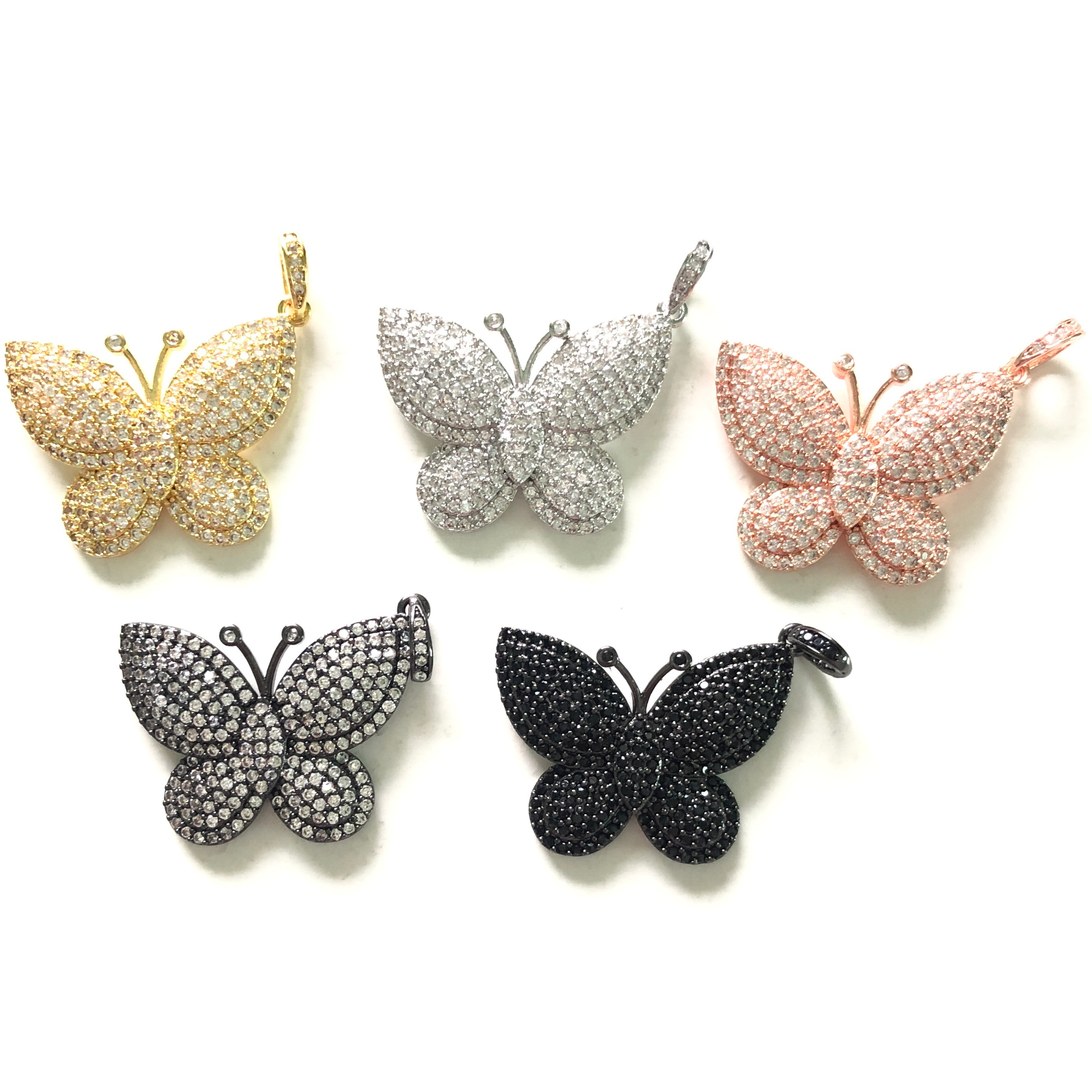 10pcs/lot 29.5*20mm CZ Paved Butterfly Charms CZ Paved Charms Butterflies On Sale Charms Beads Beyond