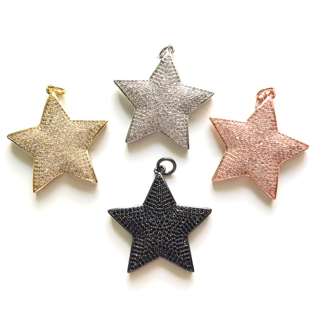5-10pcs/lot 32*31mm CZ Paved Large Star Charms CZ Paved Charms Large Sizes Sun Moon Stars Charms Beads Beyond