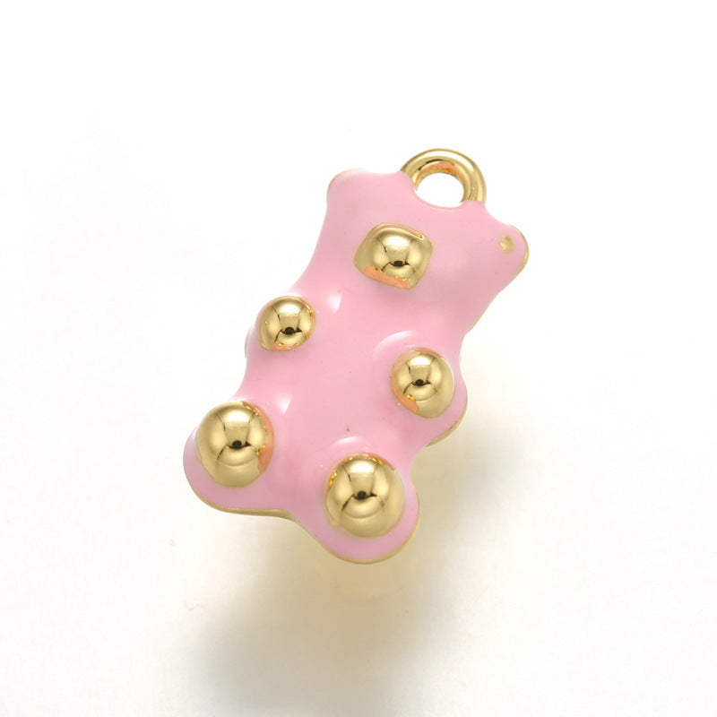 10pcs/lot 17.5*10mm Colorful Enamel Gold & Silver Plated Baby Bear Charm Gold Pink Enamel Charms Charms Beads Beyond