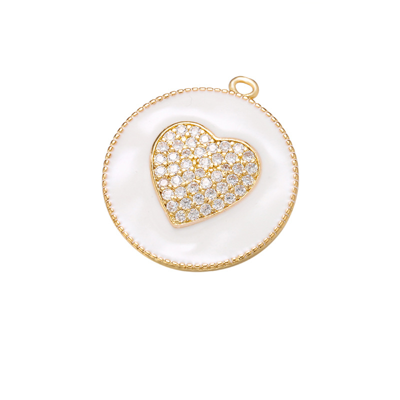 10pcs/lot 27.5*24mm Colorful Enamel CZ Pave Heart Charm White Enamel Charms Charms Beads Beyond