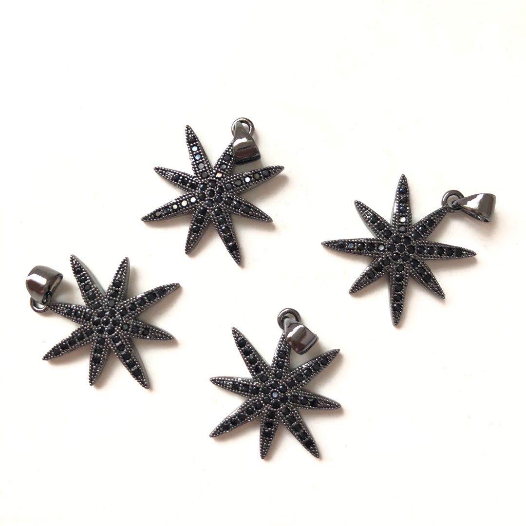 10pcs/lot 18.8mm CZ Paved Star Charms Black on Black CZ Paved Charms On Sale Sun Moon Stars Charms Beads Beyond