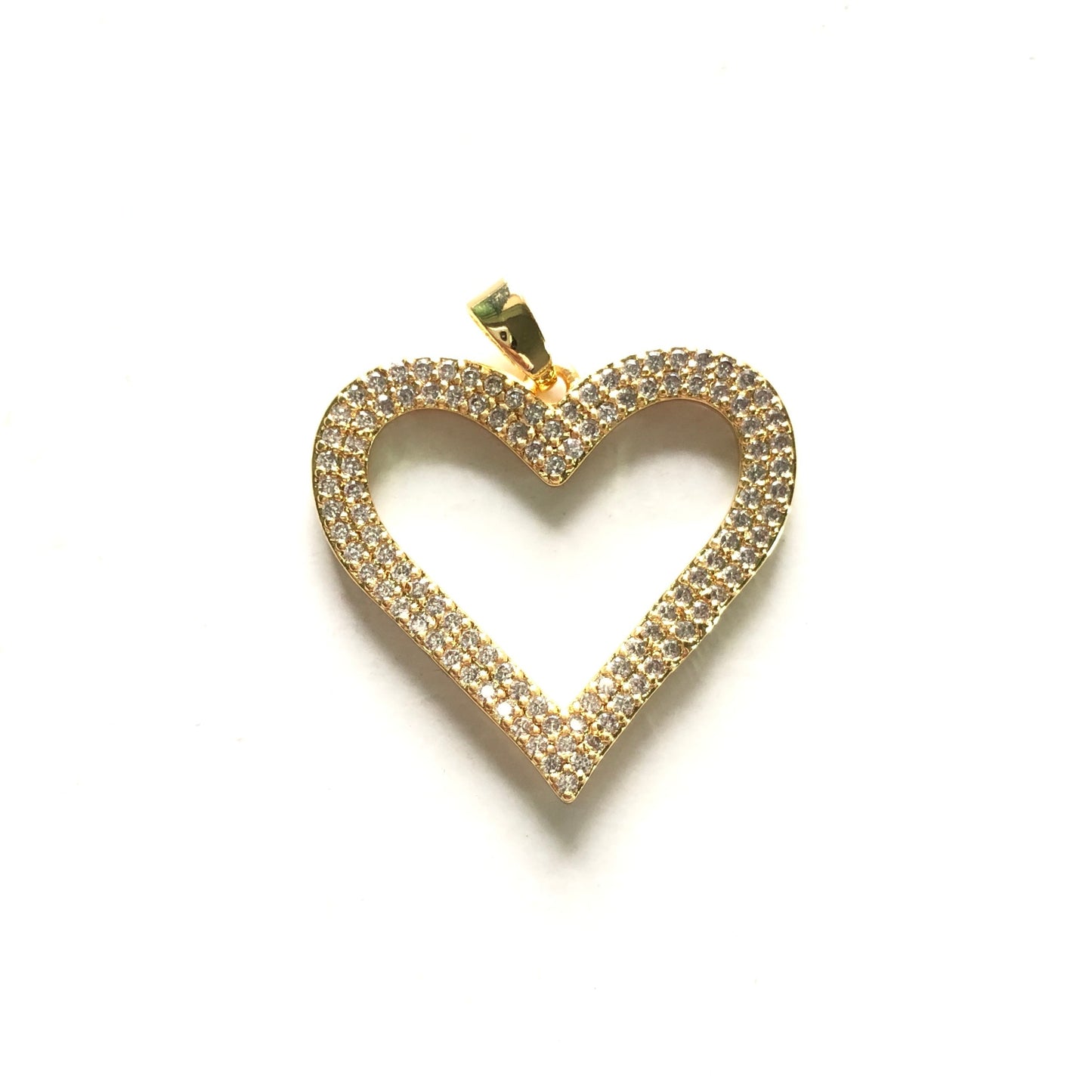 10pcs/lot 25*24mm CZ Paved Heart Charms Gold CZ Paved Charms Hearts Charms Beads Beyond