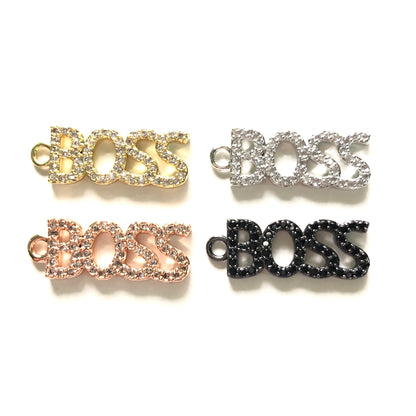 10pcs/lot 30*12mm CZ Paved Boss Charms CZ Paved Charms On Sale Words & Quotes Charms Beads Beyond