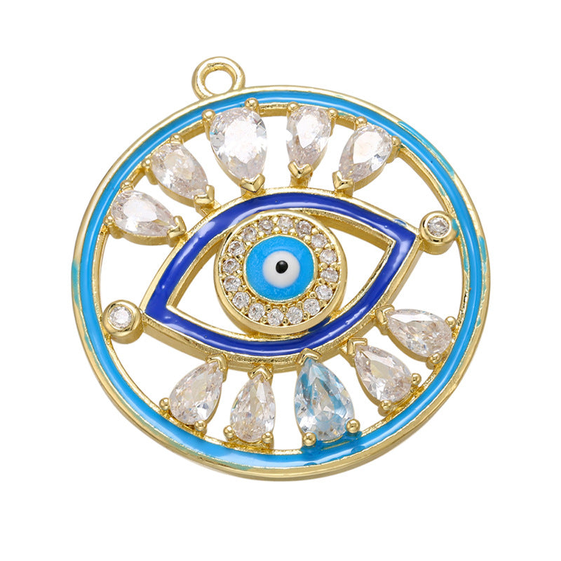 5pcs/lot 29*32mm CZ Paved Blue Evil Eye Charm Enamel Charms Charms Beads Beyond