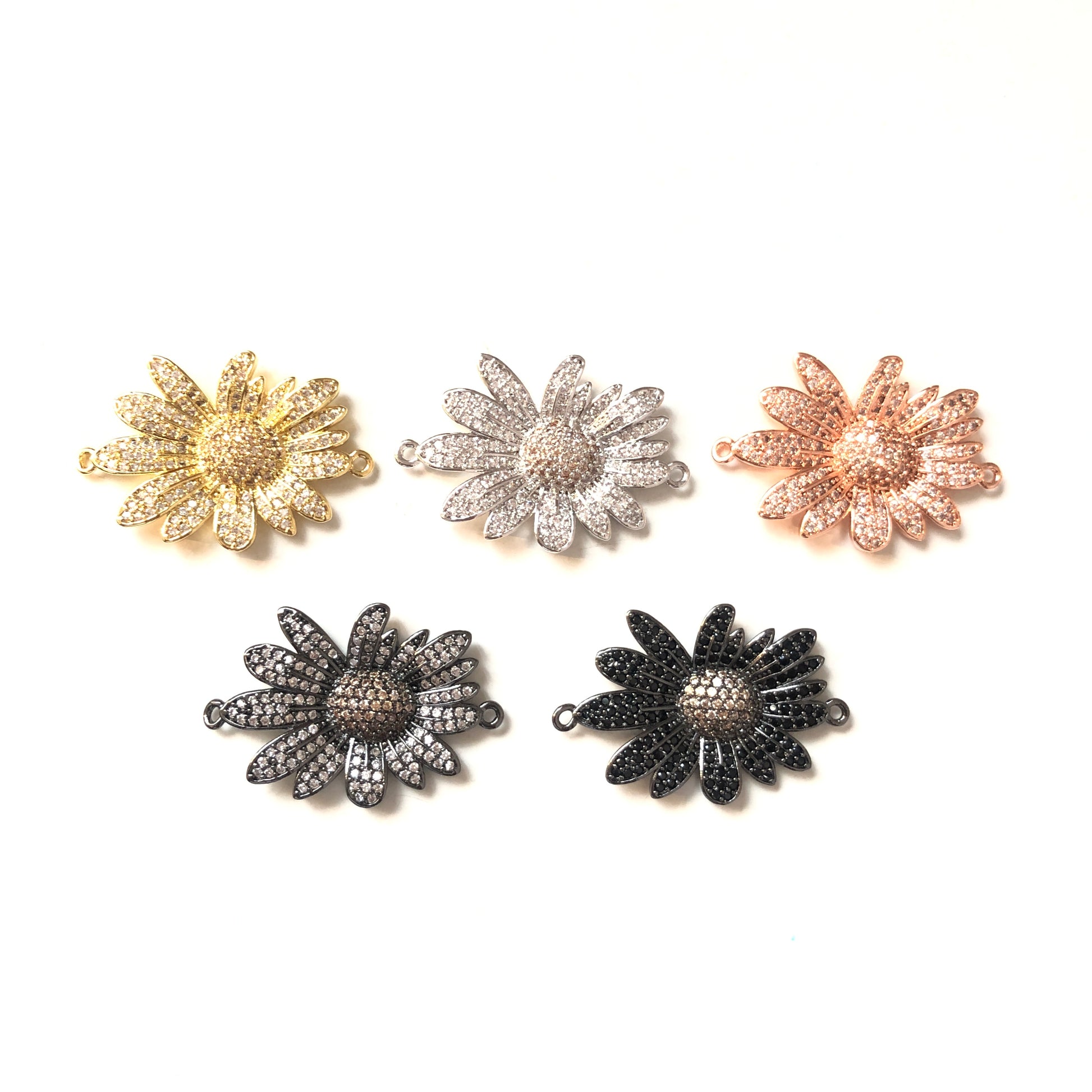 5-10pcs/lot 27.5*21.5mm CZ Paved Flower Connectors CZ Paved Connectors Flower Connectors Charms Beads Beyond