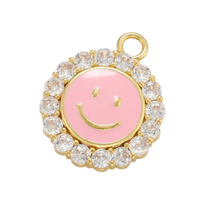 10pcs/lot 23*19mm Gold Plated Colorful Enamel Smile Sun Flower Charm Pink Enamel Charms Charms Beads Beyond