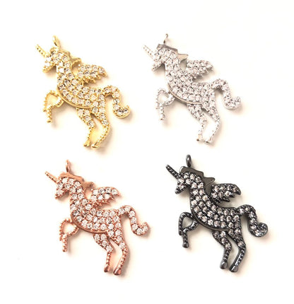 10pcs/lot 20.8*26.4mm CZ Paved Unicorn Charms CZ Paved Charms Animals & Insects On Sale Charms Beads Beyond