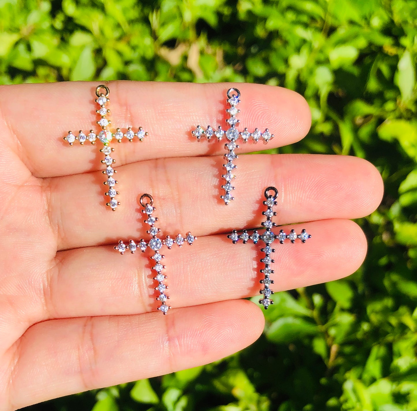 10pcs/lot 22*16mm CZ Paved Cross Charms Mix Color CZ Paved Charms Crosses Charms Beads Beyond