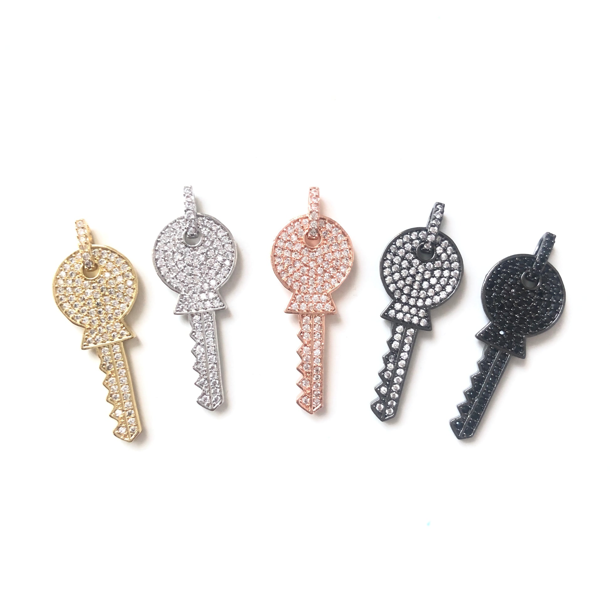 10pcs/lot 35*13mm CZ Paved Key Charms CZ Paved Charms Keys & Locks Charms Beads Beyond