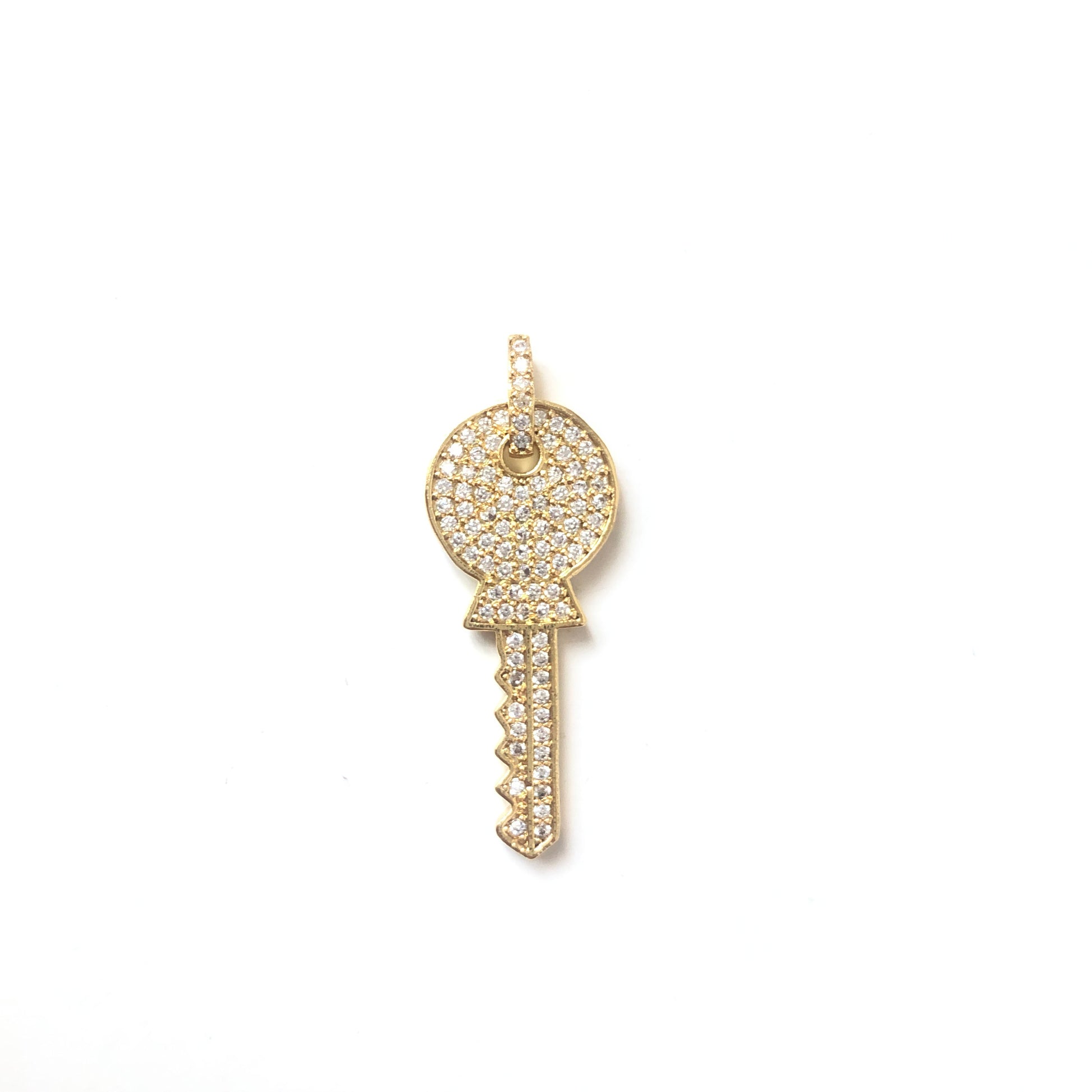 10pcs/lot 35*13mm CZ Paved Key Charms Gold CZ Paved Charms Keys & Locks Charms Beads Beyond