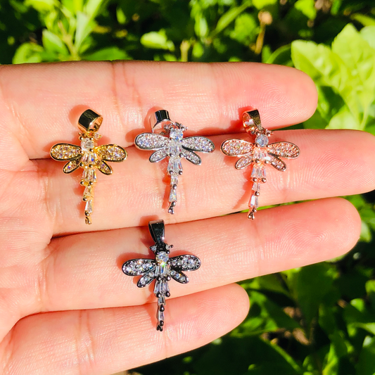 10pcs/lot 20*15.5mm CZ Paved Dragonfly Charms Mix Color CZ Paved Charms Animals & Insects Charms Beads Beyond