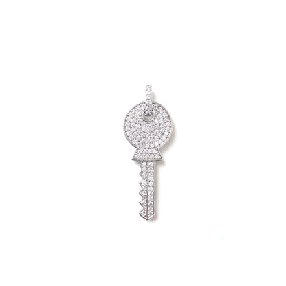 10pcs/lot 35*13mm CZ Paved Key Charms Silver CZ Paved Charms Keys & Locks Charms Beads Beyond