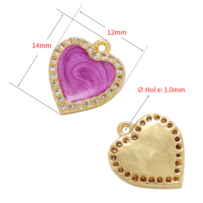 10pcs/lot 14*12mm Colorful Enamel CZ Paved Small Size Heart Charm Enamel Charms Charms Beads Beyond