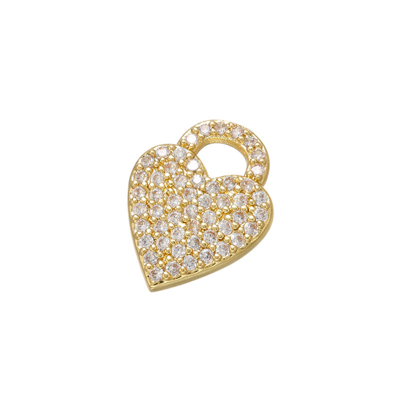 10pcs/lot 15.5*12mm CZ Paved Heart Lock Charms CZ Paved Charms Hearts Keys & Locks Small Sizes Charms Beads Beyond
