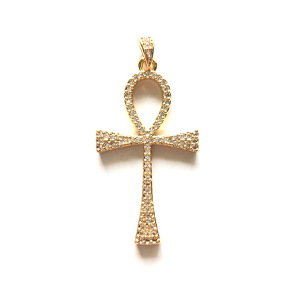 10pcs/lot 47*23mm CZ Paved ANKH Charms Gold CZ Paved Charms ANKH Symbols Charms Beads Beyond