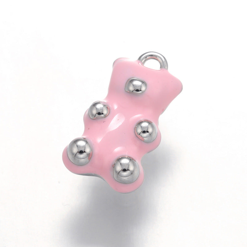 10pcs/lot 17.5*10mm Colorful Enamel Gold & Silver Plated Baby Bear Charm Silver Pink Enamel Charms Charms Beads Beyond