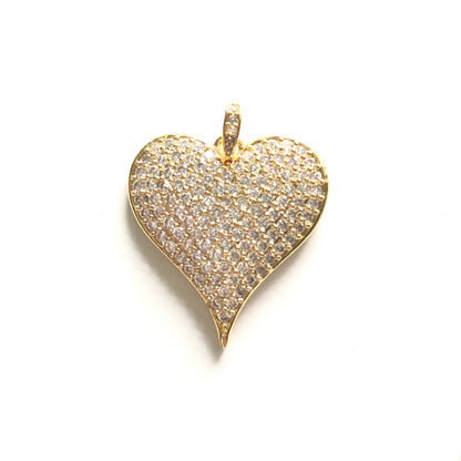 10pcs/lot 30*23mm CZ Paved Heart Charms Gold CZ Paved Charms Hearts Charms Beads Beyond