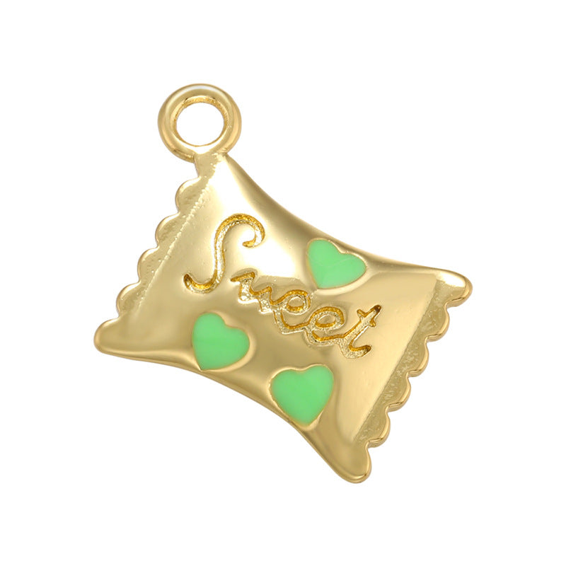 10pcs/lot 16*13mm Gold Plated Enamel Sweet Candy Charm Green Enamel Charms Charms Beads Beyond