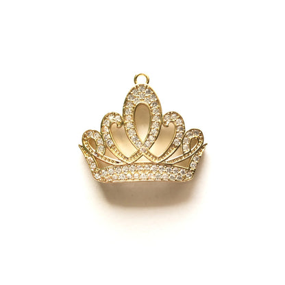 10pcs/lot 28*24mm CZ Paved Crown Charms Gold CZ Paved Charms Crowns Charms Beads Beyond