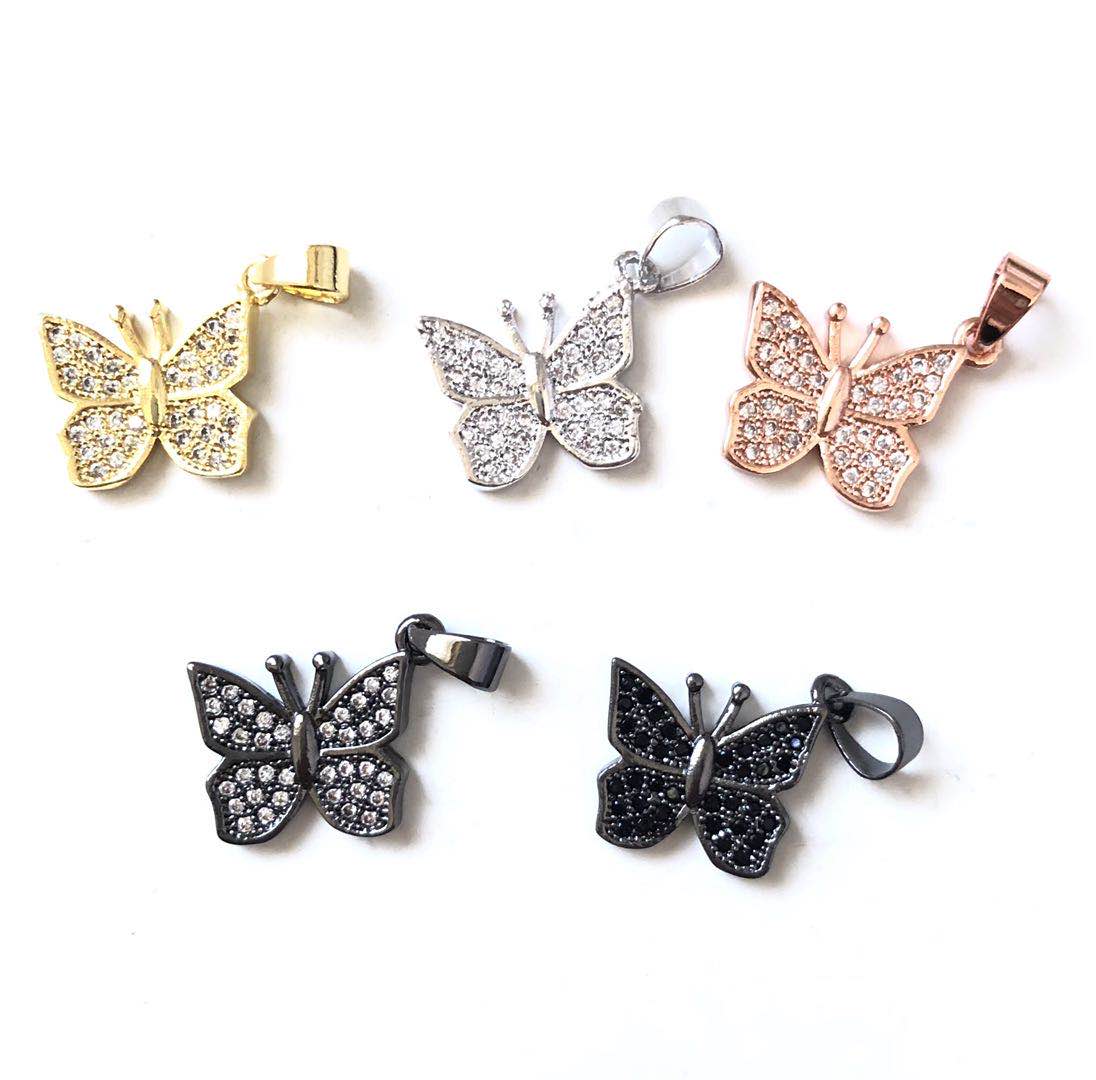 10pcs/lot 11*13mm CZ Paved Butterfly Charms CZ Paved Charms Butterflies Charms Beads Beyond