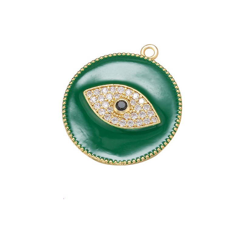 10pcs/lot 27.5*24mm Colorful Enamel CZ Pave Evil Eye Charm Green Enamel Charms Charms Beads Beyond