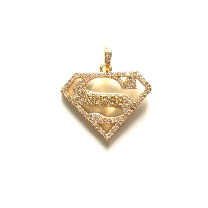 10pcs/lot 25*20mm CZ Paved Super Nurse Charms Gold CZ Paved Charms Nurse Inspired On Sale Charms Beads Beyond