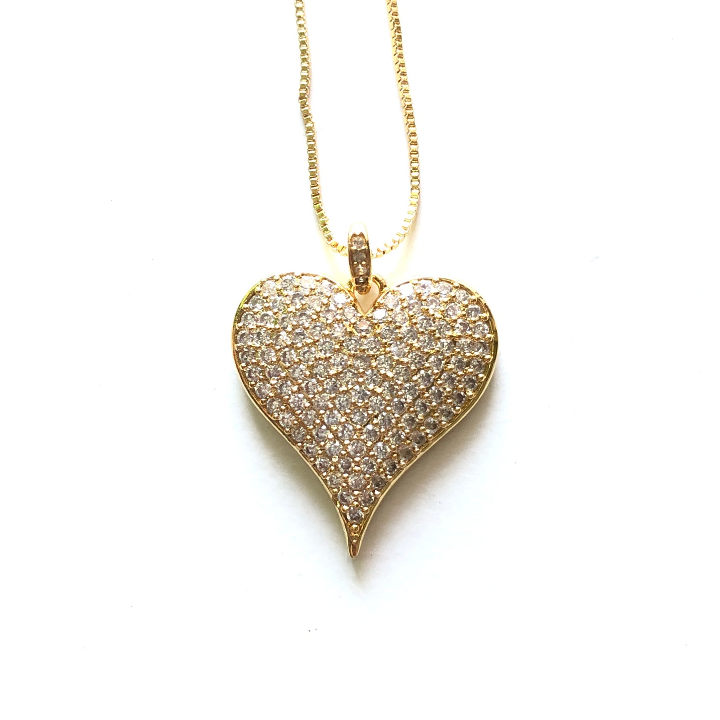 5pcs/lot 30*23mm CZ Paved Heart Necklace Gold Necklaces Love & Heart Necklaces Charms Beads Beyond