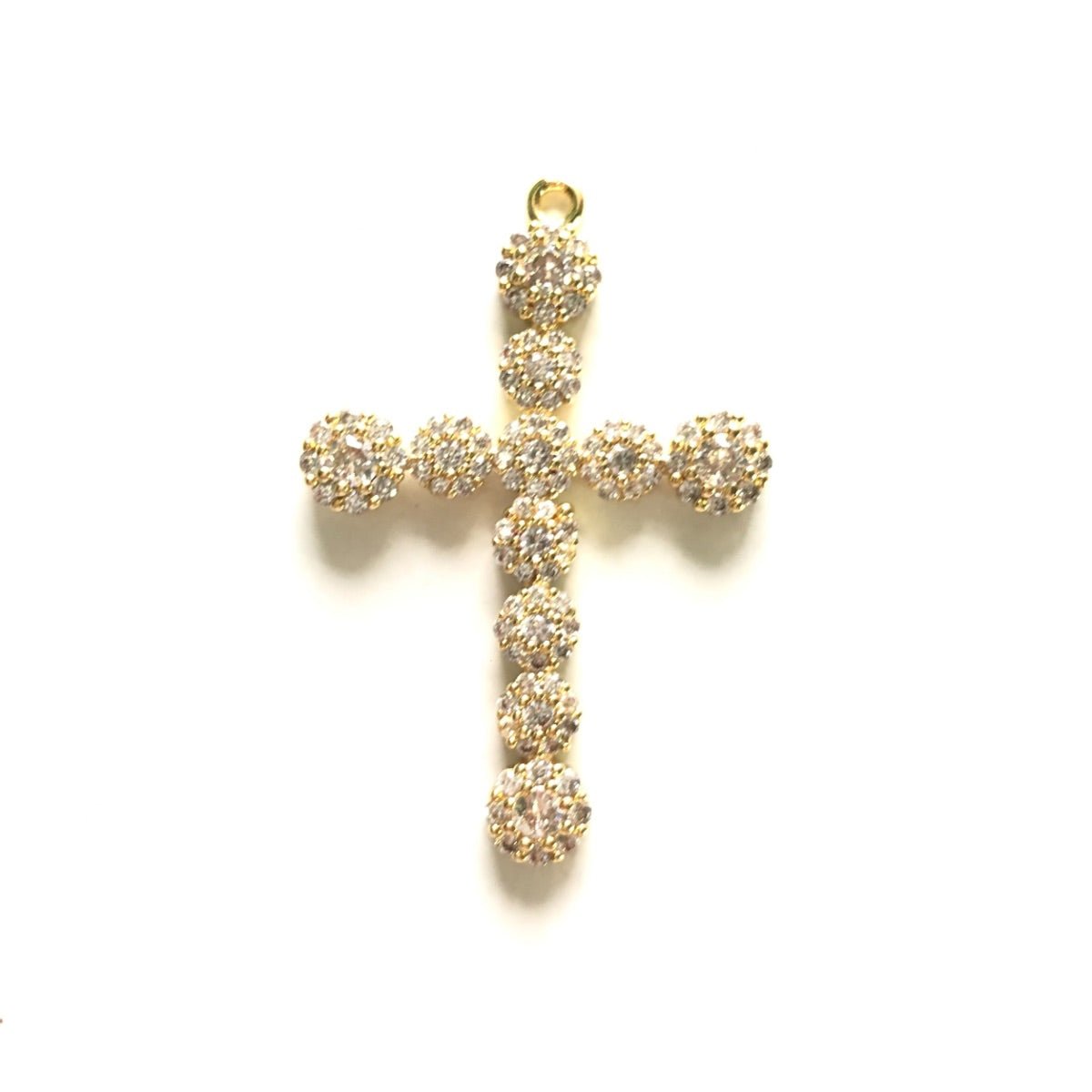 10pcs/lot 40*27mm CZ Paved Cross Charms Gold CZ Paved Charms Crosses Large Sizes Charms Beads Beyond