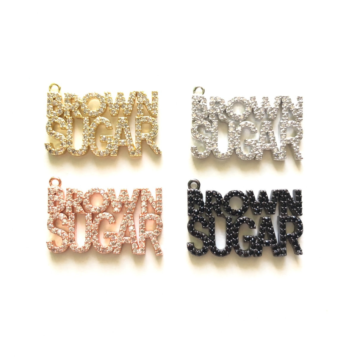 10pcs/lot 26.5*18mm CZ Paved Brown Sugar Charms CZ Paved Charms On Sale Words & Quotes Charms Beads Beyond