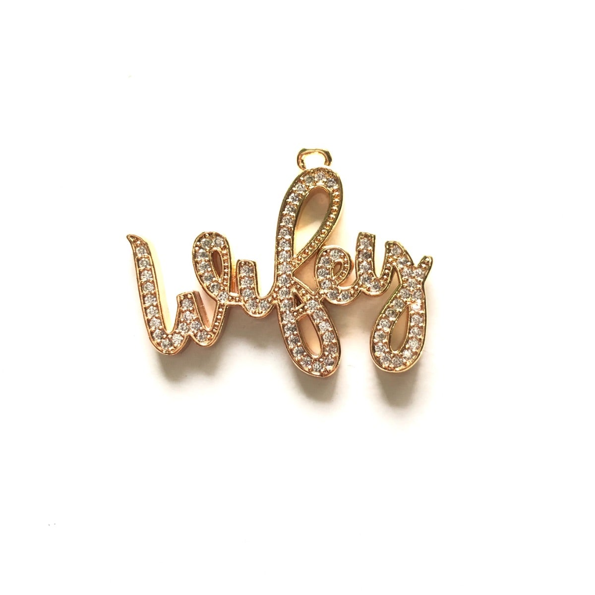 10pcs/lot 30*23.5mm CZ Paved Wifey Word Charm Pendants Gold CZ Paved Charms Words & Quotes Charms Beads Beyond