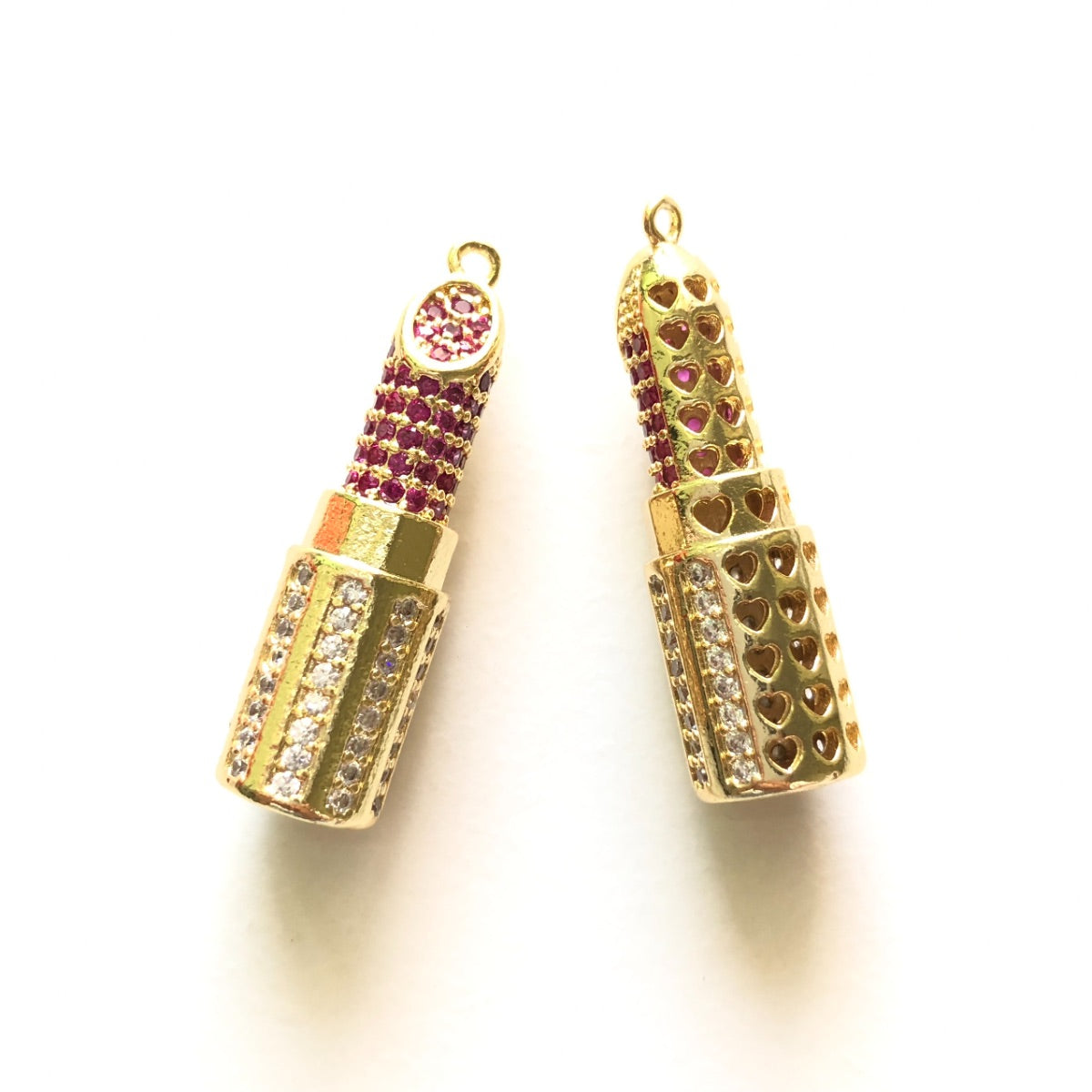 10pcs/lot 35*10mm CZ Paved Lipstick Charms Gold CZ Paved Charms Fashion On Sale Charms Beads Beyond