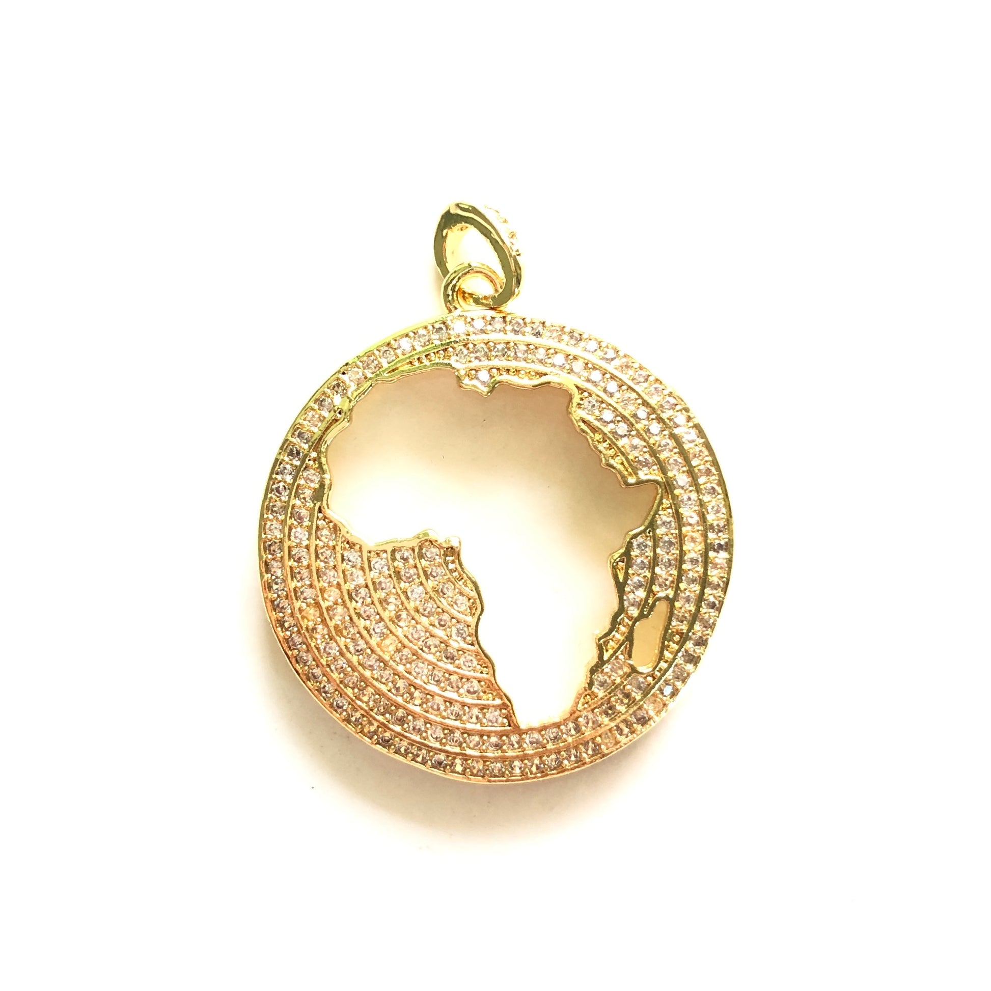 10pcs/lot 27mm CZ Paved Africa Map Charms for Black History Month Juneteenth Awareness Gold CZ Paved Charms Juneteenth & Black History Month Awareness Maps On Sale Charms Beads Beyond