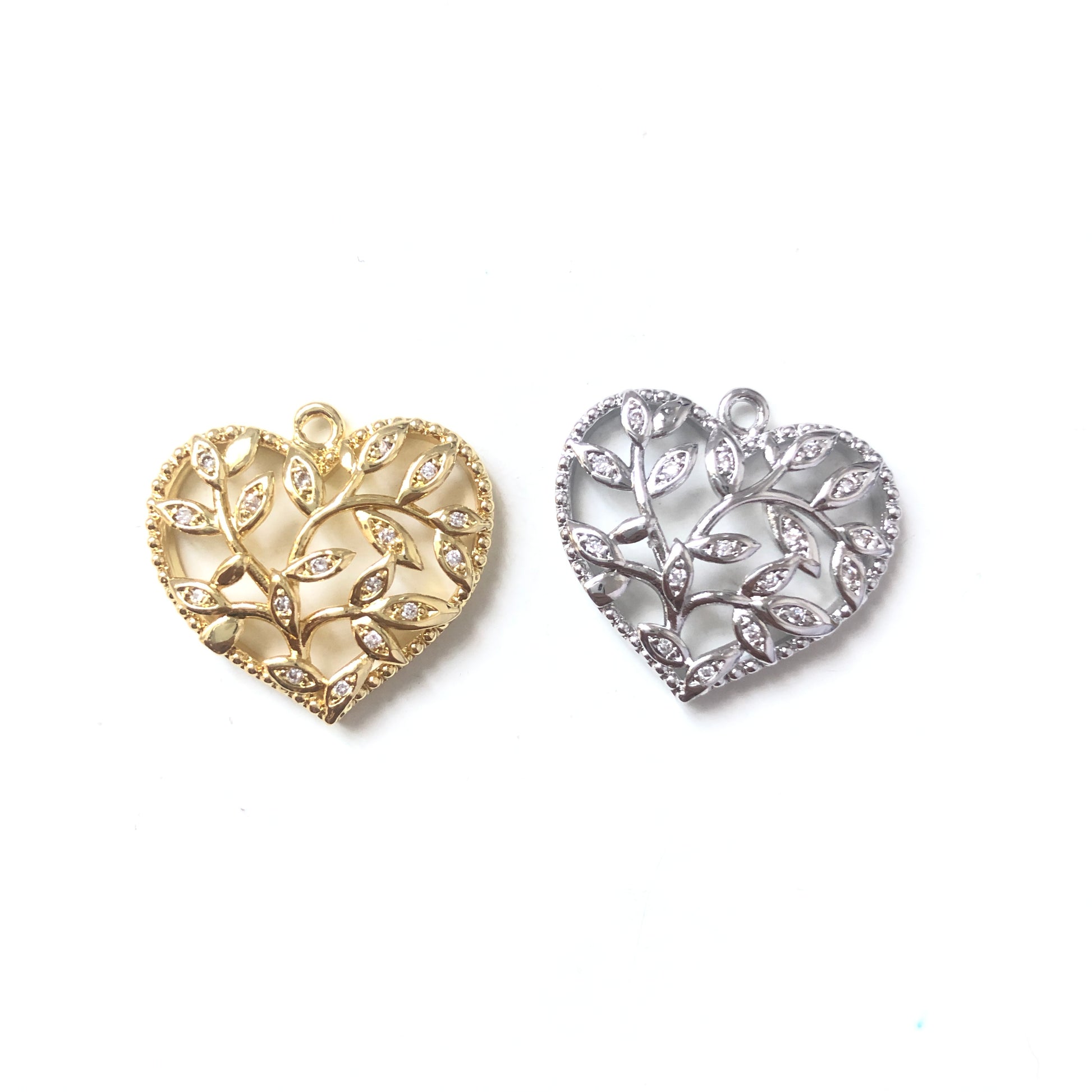 10pcs/lot 22.7*24mm CZ Paved Hollow Heart Charms CZ Paved Charms Hearts Charms Beads Beyond
