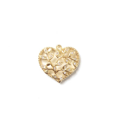 10pcs/lot 22.7*24mm CZ Paved Hollow Heart Charms Gold CZ Paved Charms Hearts Charms Beads Beyond