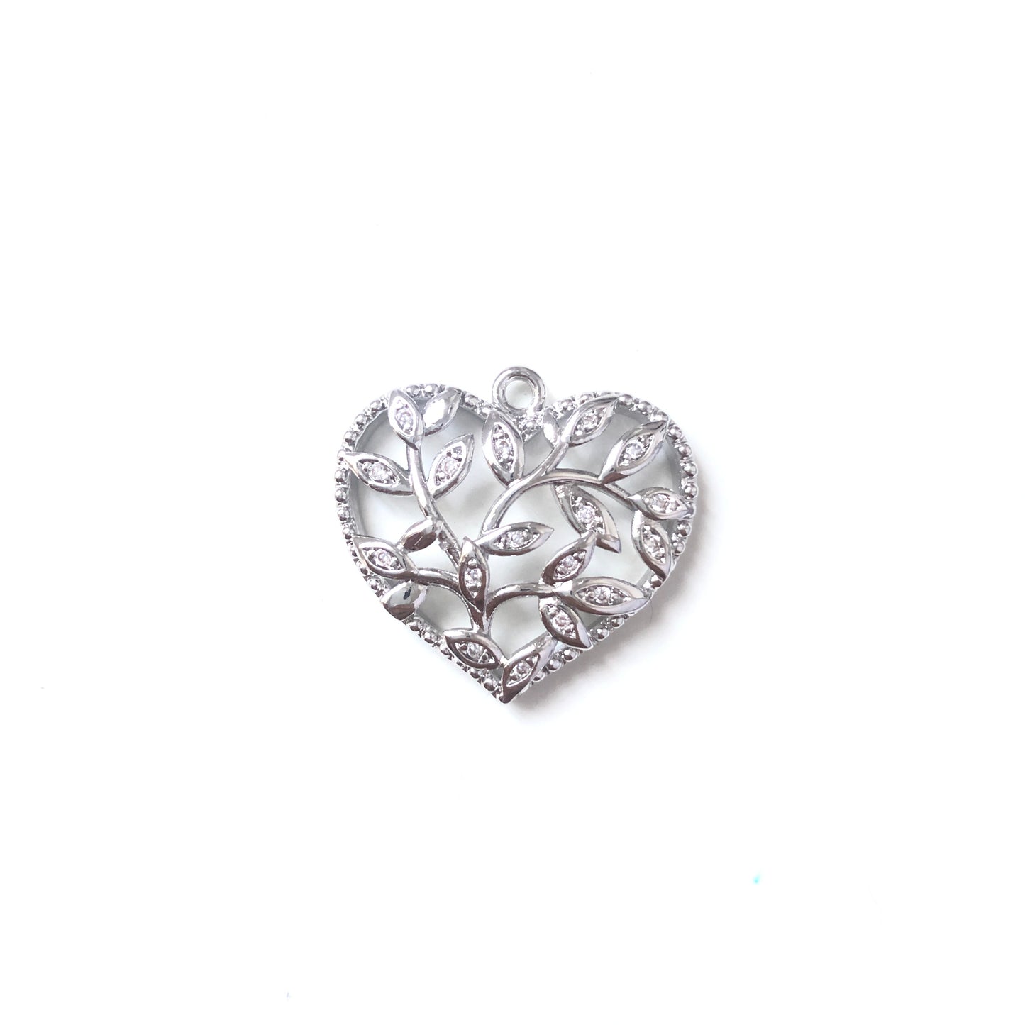 10pcs/lot 22.7*24mm CZ Paved Hollow Heart Charms Silver CZ Paved Charms Hearts Charms Beads Beyond