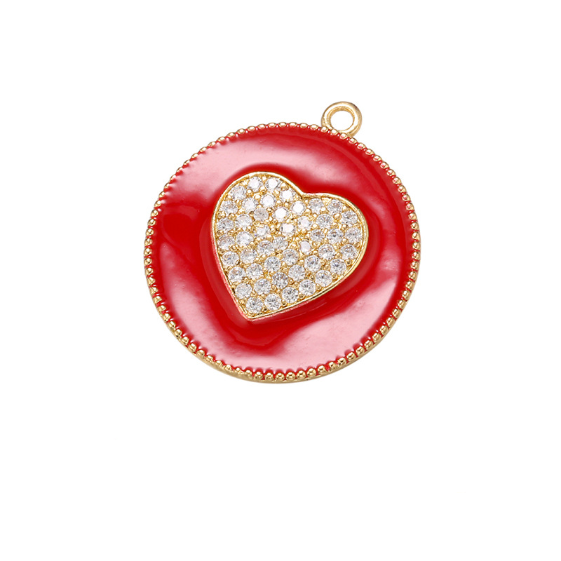 10pcs/lot 27.5*24mm Colorful Enamel CZ Pave Heart Charm Red Enamel Charms Charms Beads Beyond