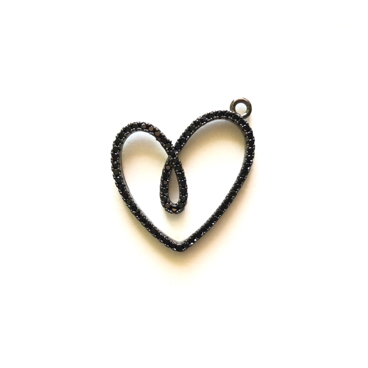 10pcs/lot 26*24mm CZ Paved Heart Charms Black on Black CZ Paved Charms Hearts Charms Beads Beyond
