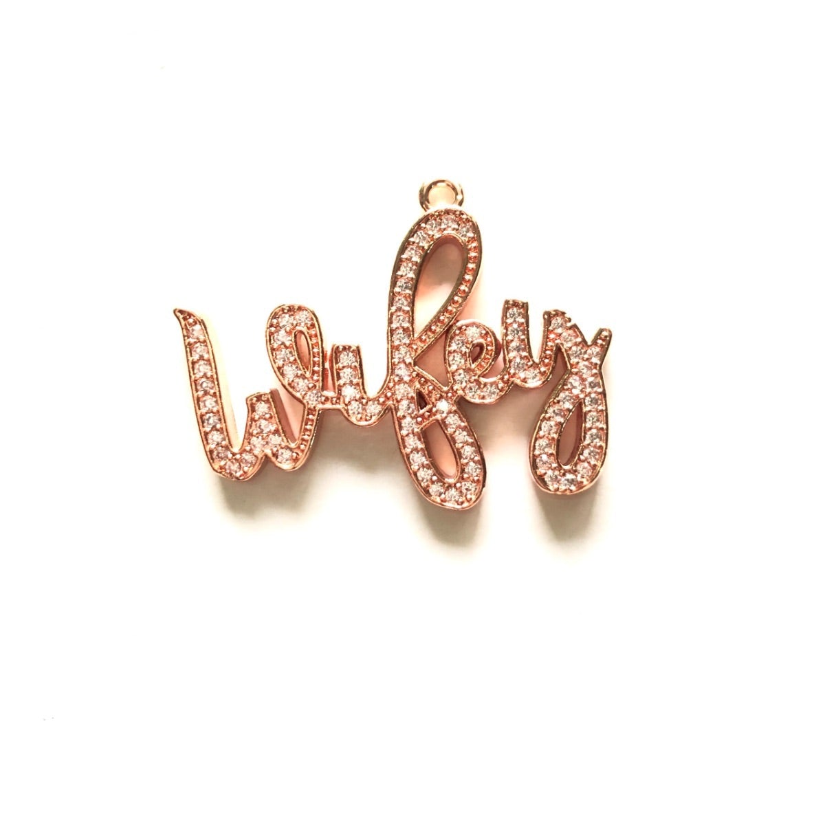 10pcs/lot 30*23.5mm CZ Paved Wifey Word Charm Pendants Rose Gold CZ Paved Charms Words & Quotes Charms Beads Beyond