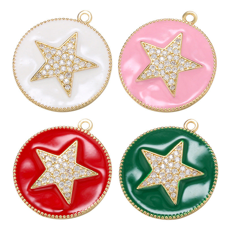 10pcs/lot 27.5*24mm Colorful Enamel CZ Pave Star Charm for Jewelry Making Mix All 6 Colors Enamel Charms Charms Beads Beyond