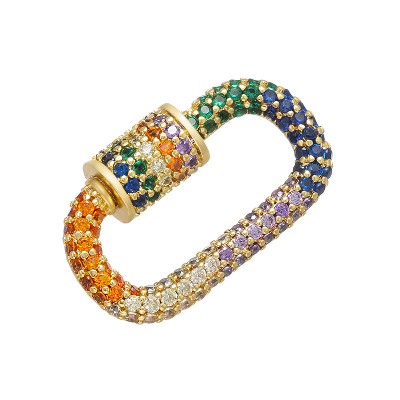 10pcs/lot 24.5*14.5mm CZ Paved Screw Clasps / Connectors / Pendants Multicolor CZ on Gold Accessories Colorful Zirconia Charms Beads Beyond