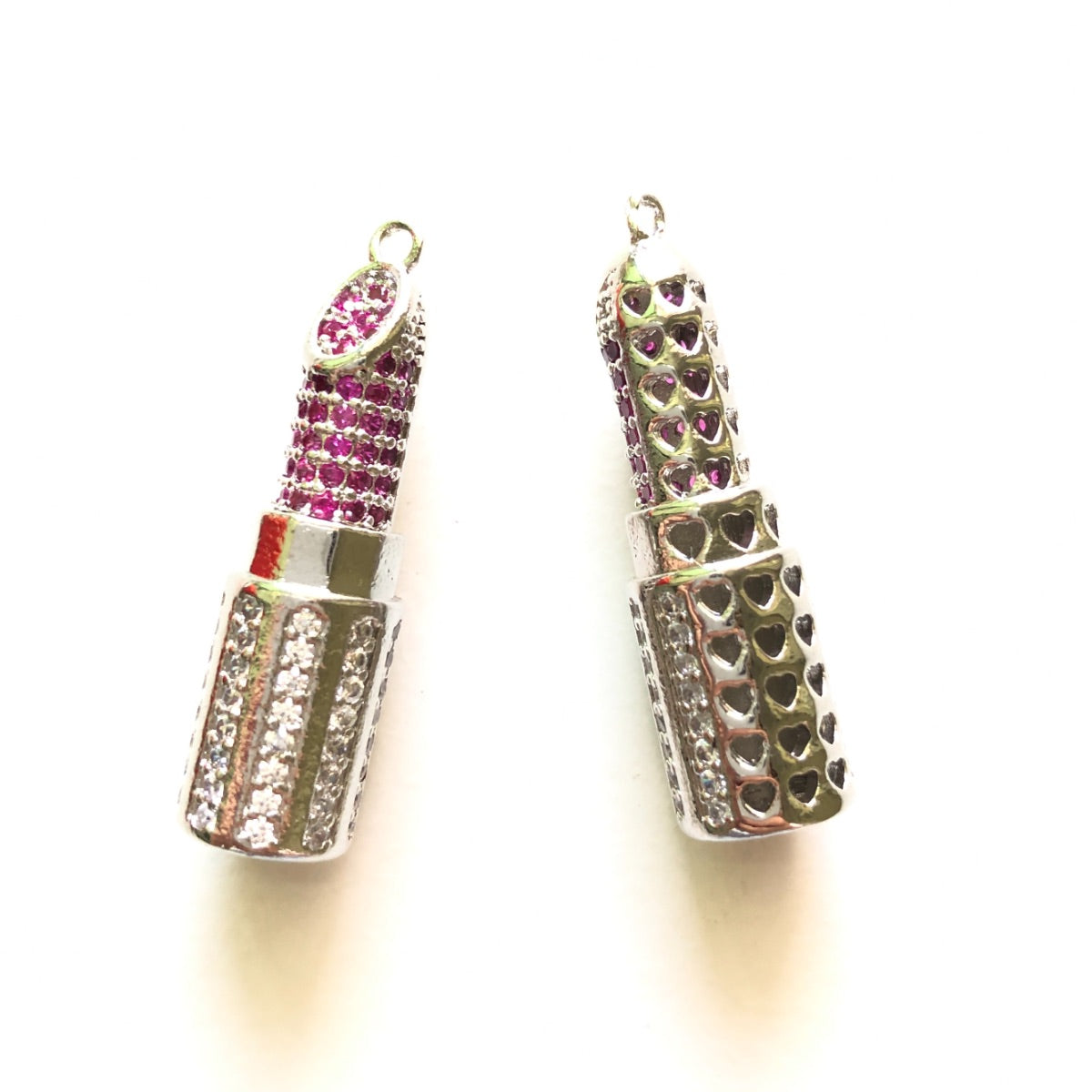10pcs/lot 35*10mm CZ Paved Lipstick Charms Silver CZ Paved Charms Fashion On Sale Charms Beads Beyond