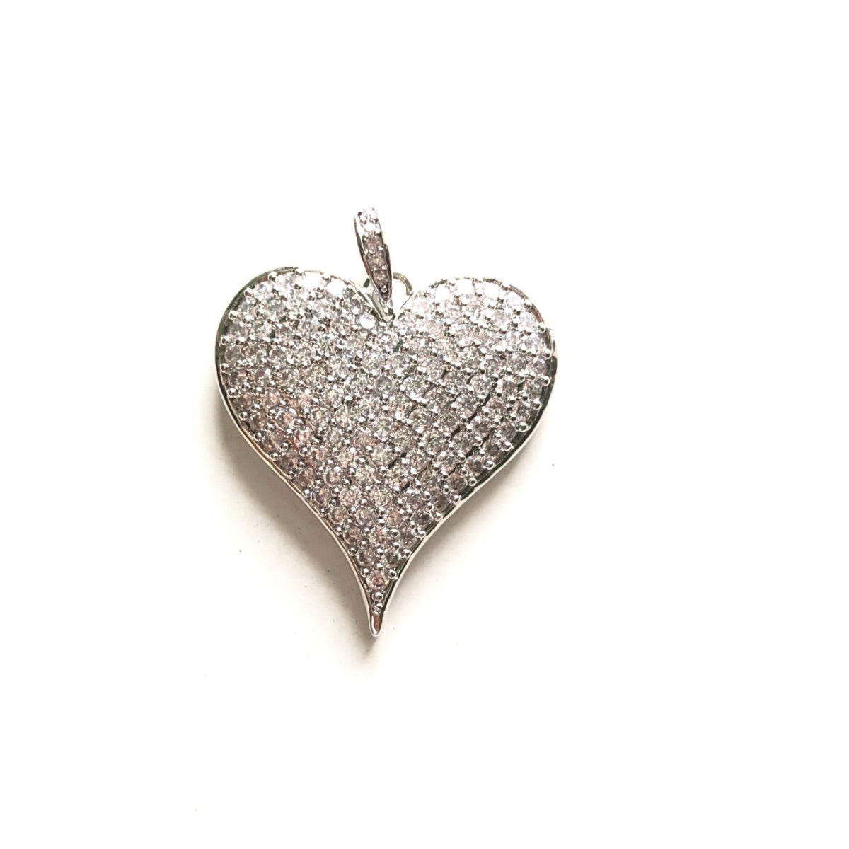10pcs/lot 30*23mm CZ Paved Heart Charms Silver CZ Paved Charms Hearts Charms Beads Beyond