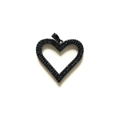 10pcs/lot 25*24mm CZ Paved Heart Charms Black on Black CZ Paved Charms Hearts Charms Beads Beyond